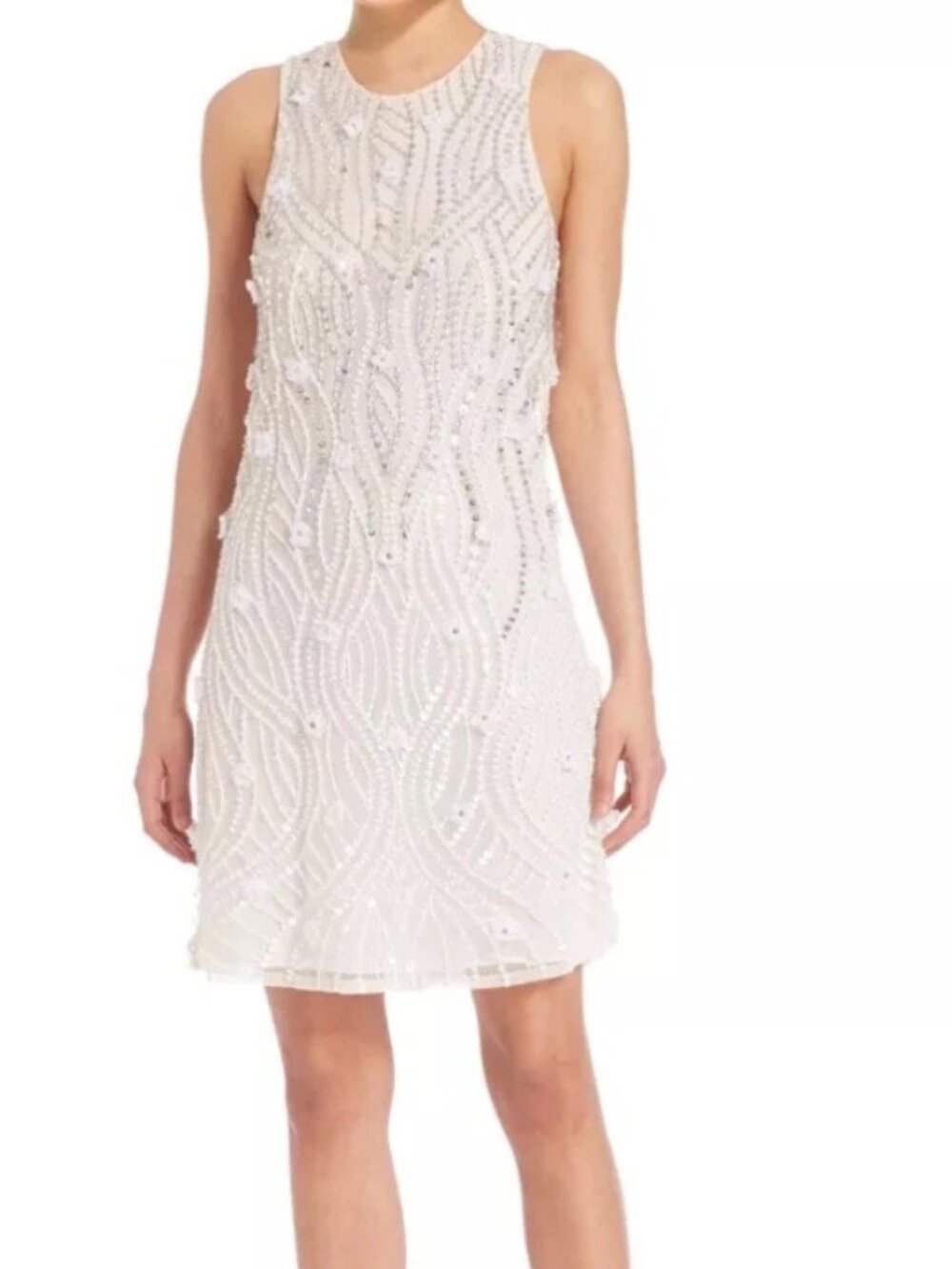 White sequin and flower cocktail dress size 6 Parker Black